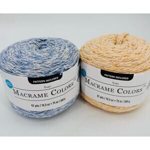 2 Macrame Colors Yarn by Loops and Threads Cornflower Blue Marl Yellow Marl
